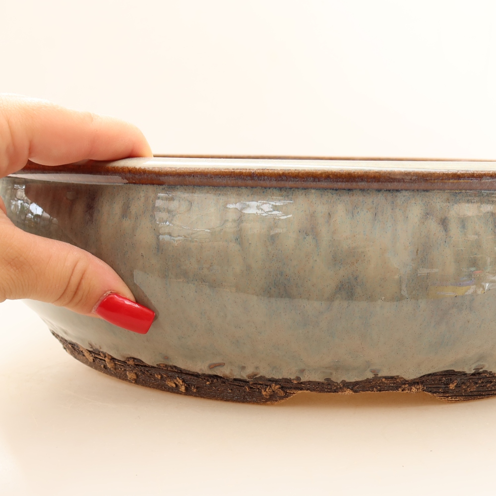 Ceramiczna miska do bonsai 33 x 33 x 9 cm, kolor szary – WYŁĄCZNIE ODBIÓR OSOBISTY lub transport na palecie