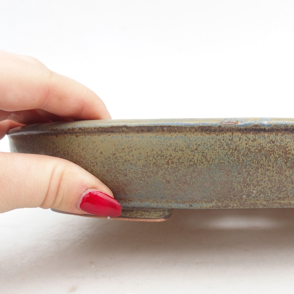 Ceramiczna miska do bonsai 24,5 x 20 x 4 cm, kolor niebieski