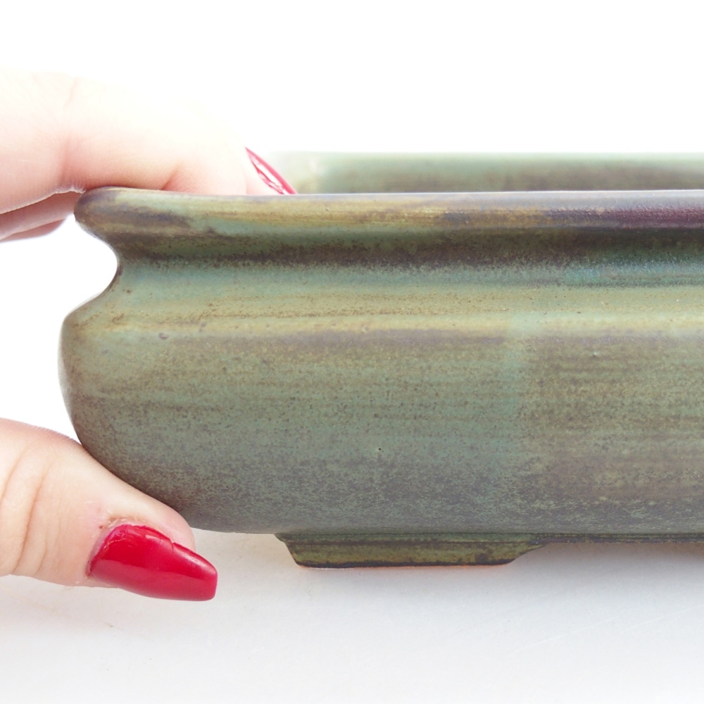 Ceramiczna miska do bonsai 15,5 x 15,5 x 6 cm, zielona