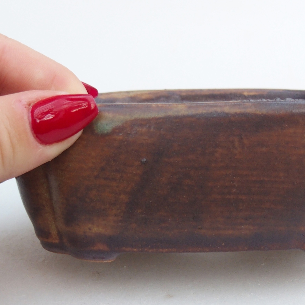 Ceramiczna miska do bonsai 12,5 x 9,5 x 4,5 cm, brązowa