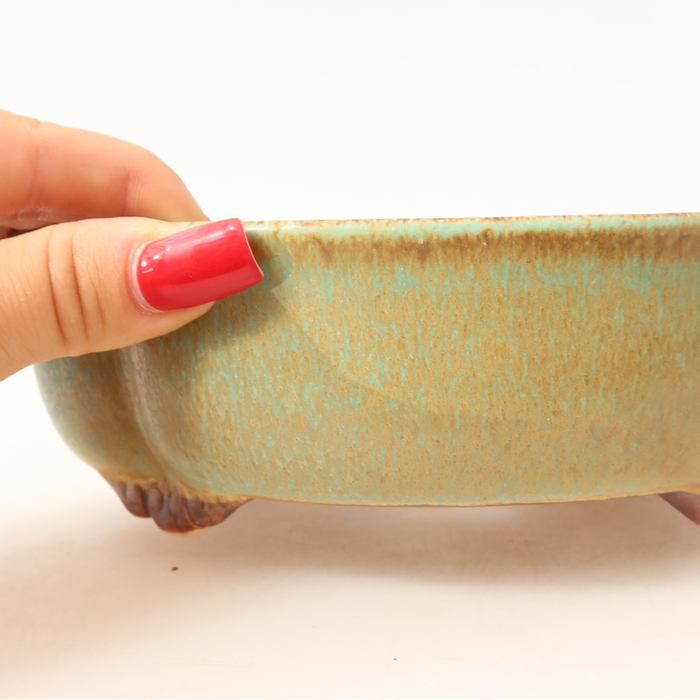 Ceramiczna miska do bonsai 17 x 15,5 x 5,5 cm, zielona