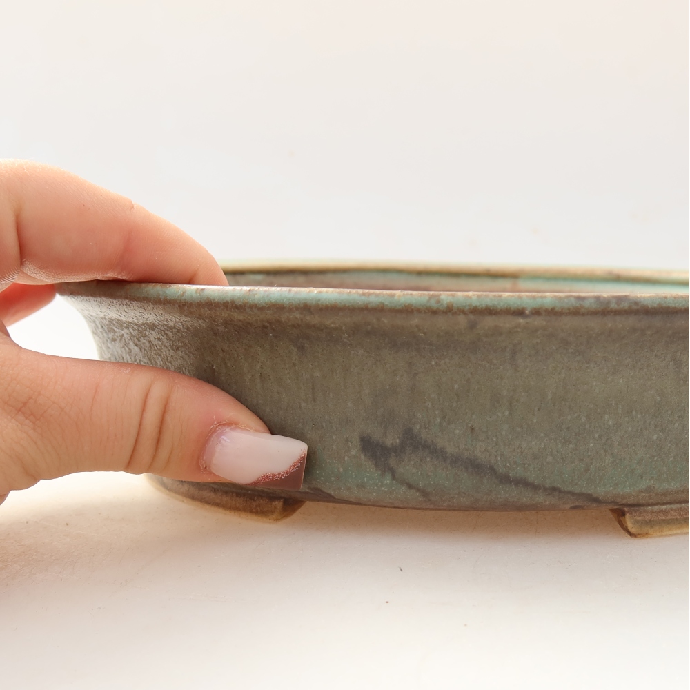 Ceramiczna miska do bonsai 21 x 19 x 5 cm, kolor zielony