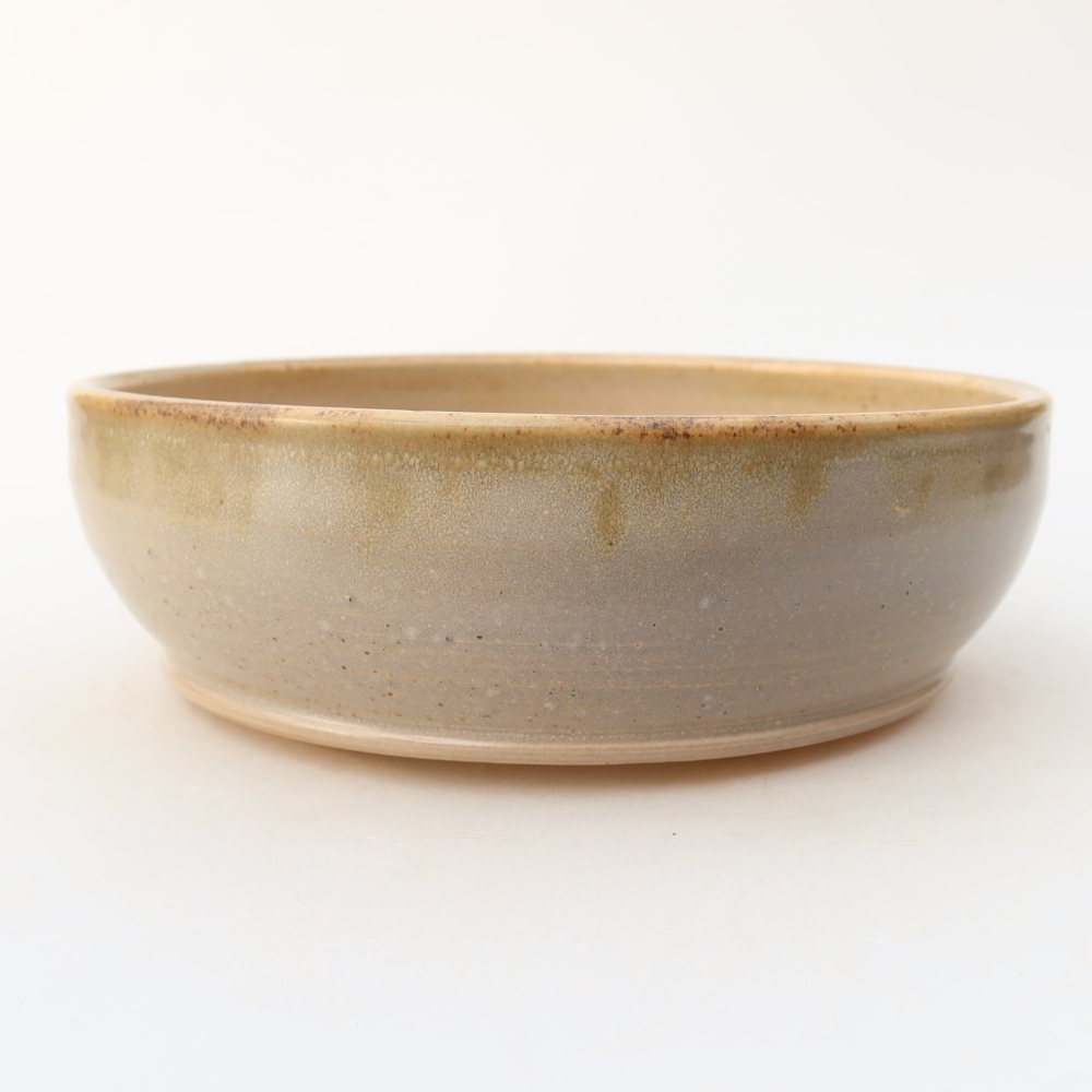 Ceramiczna miska do bonsai 17,5 x 17,5 x 5,5 cm, kolor beżowy