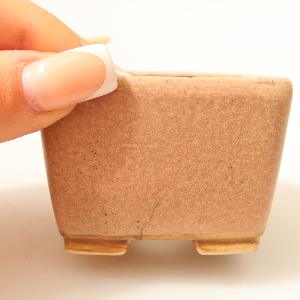 Ceramiczna miseczka do bonsai 6,5 x 6,5 x 4,5 cm, kolor różowy