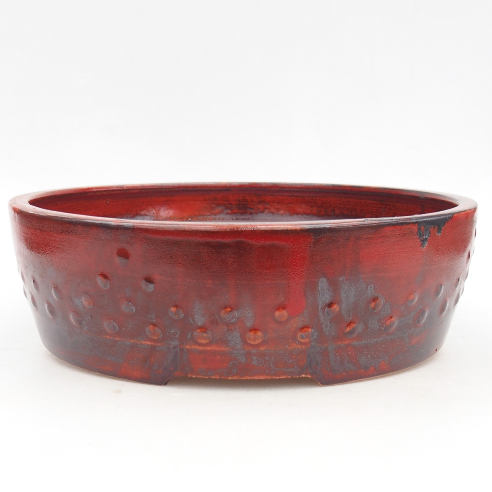 Ceramiczna miska do bonsai 24,5 x 24,5 x 7 cm, kolor czerwony