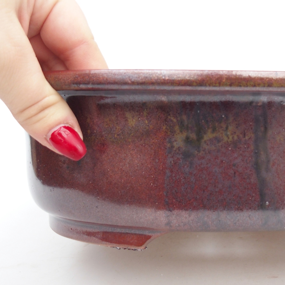 Ceramiczna miska na bonsai 26 x 22 x 8 cm, brązowa