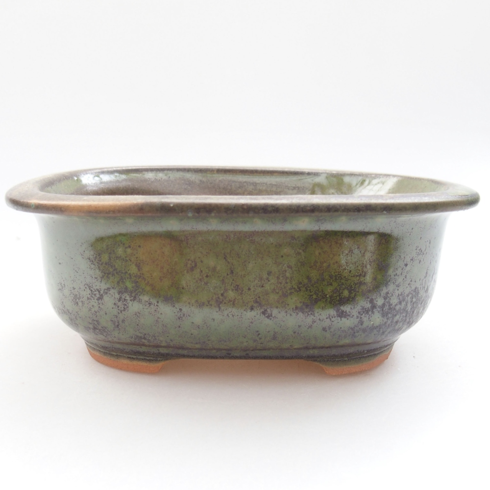 Ceramiczna miska bonsai 15,5 x 12 x 6 cm, kolor zielony