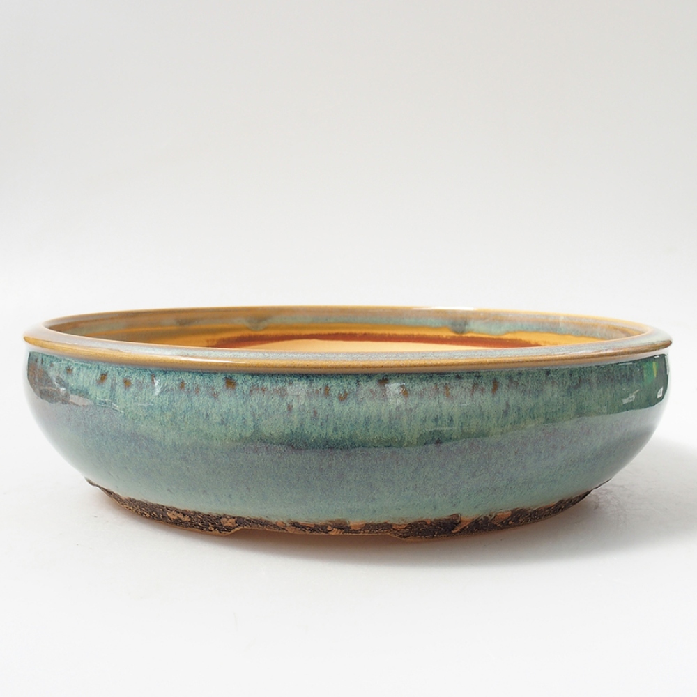 Ceramiczna miska bonsai 27 x 27 x 7 cm, kolor zielony