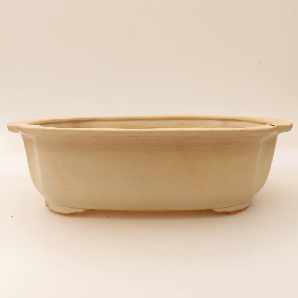 Ceramiczna miska do bonsai 24,5 x 21 x 7,5 cm, kolor beżowy