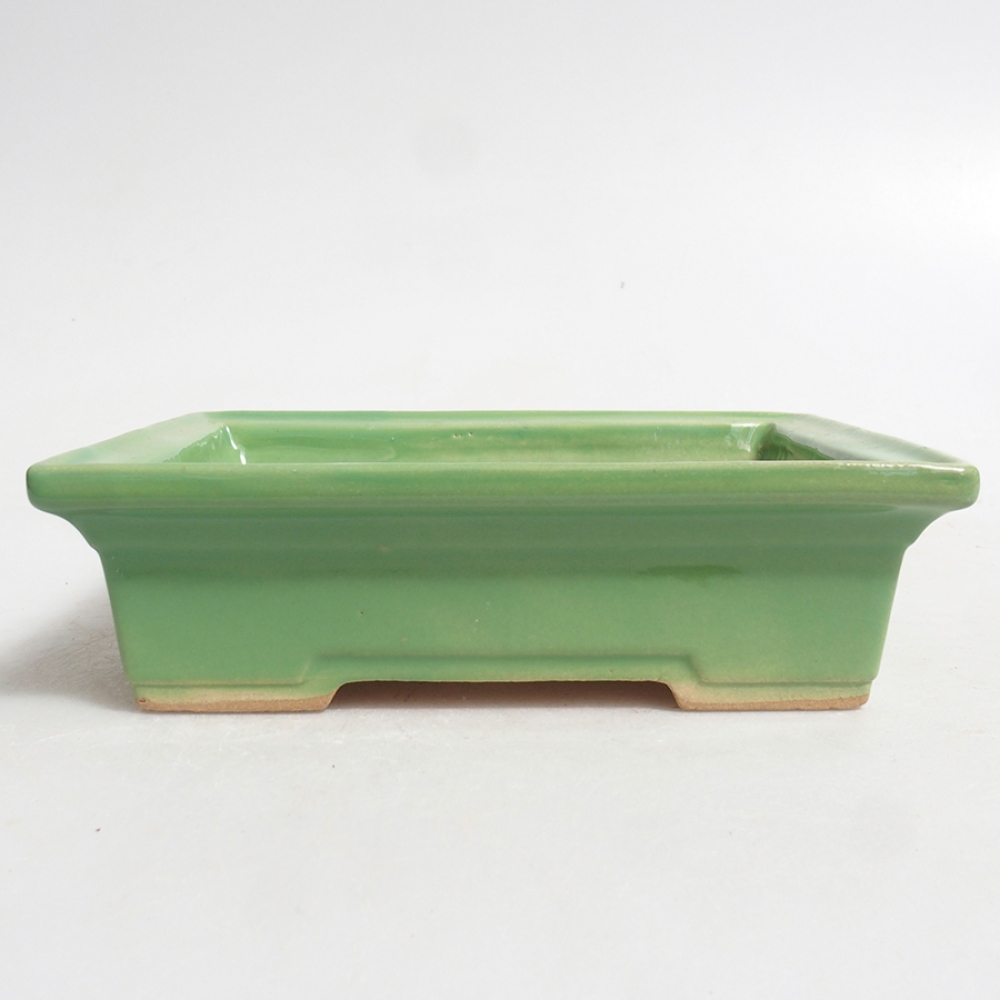 Ceramiczna miska bonsai 13 x 10 x 4 cm, kolor zielony