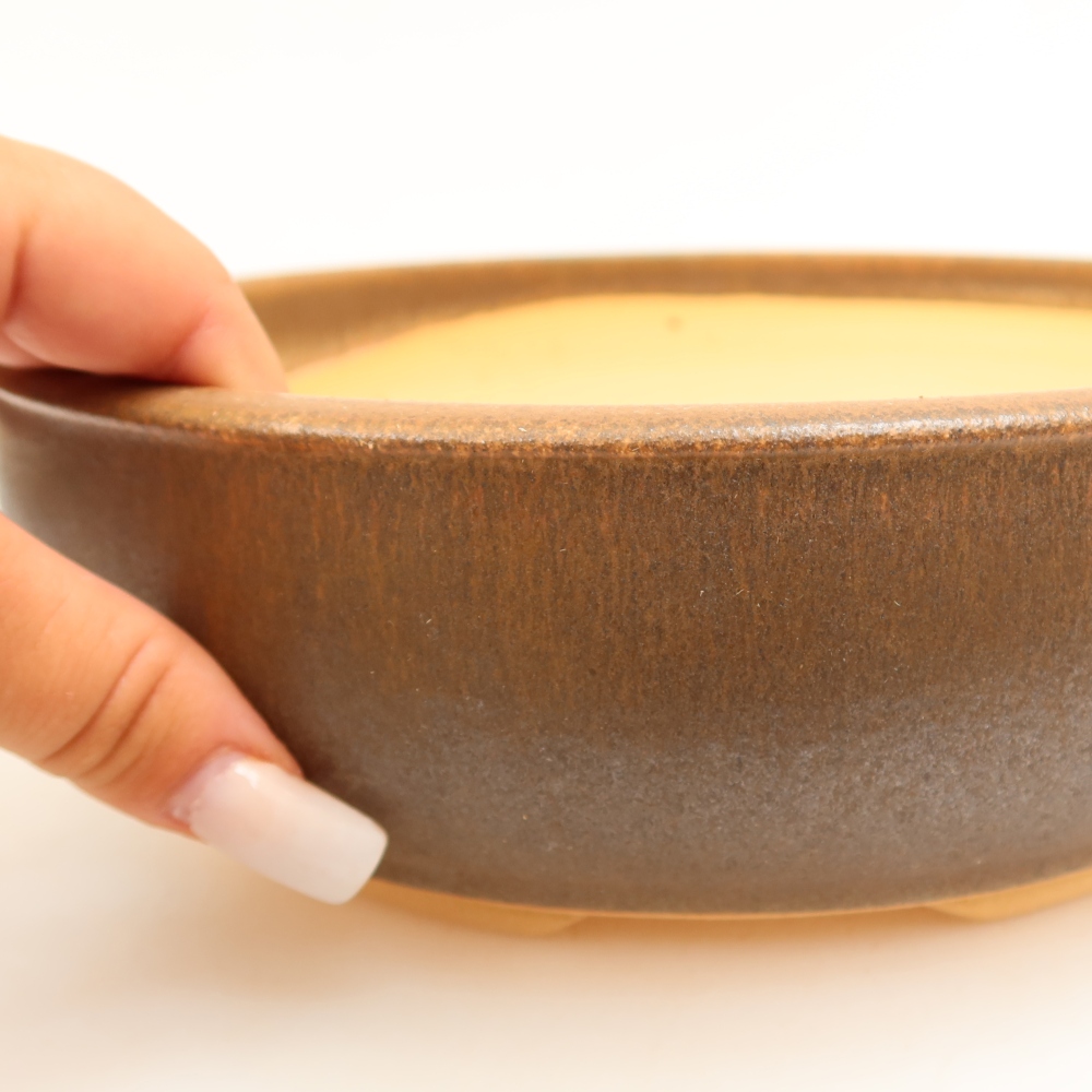 Ceramiczna miska do bonsai 22,5 x 22,5 x 7 cm, kolor brązowy