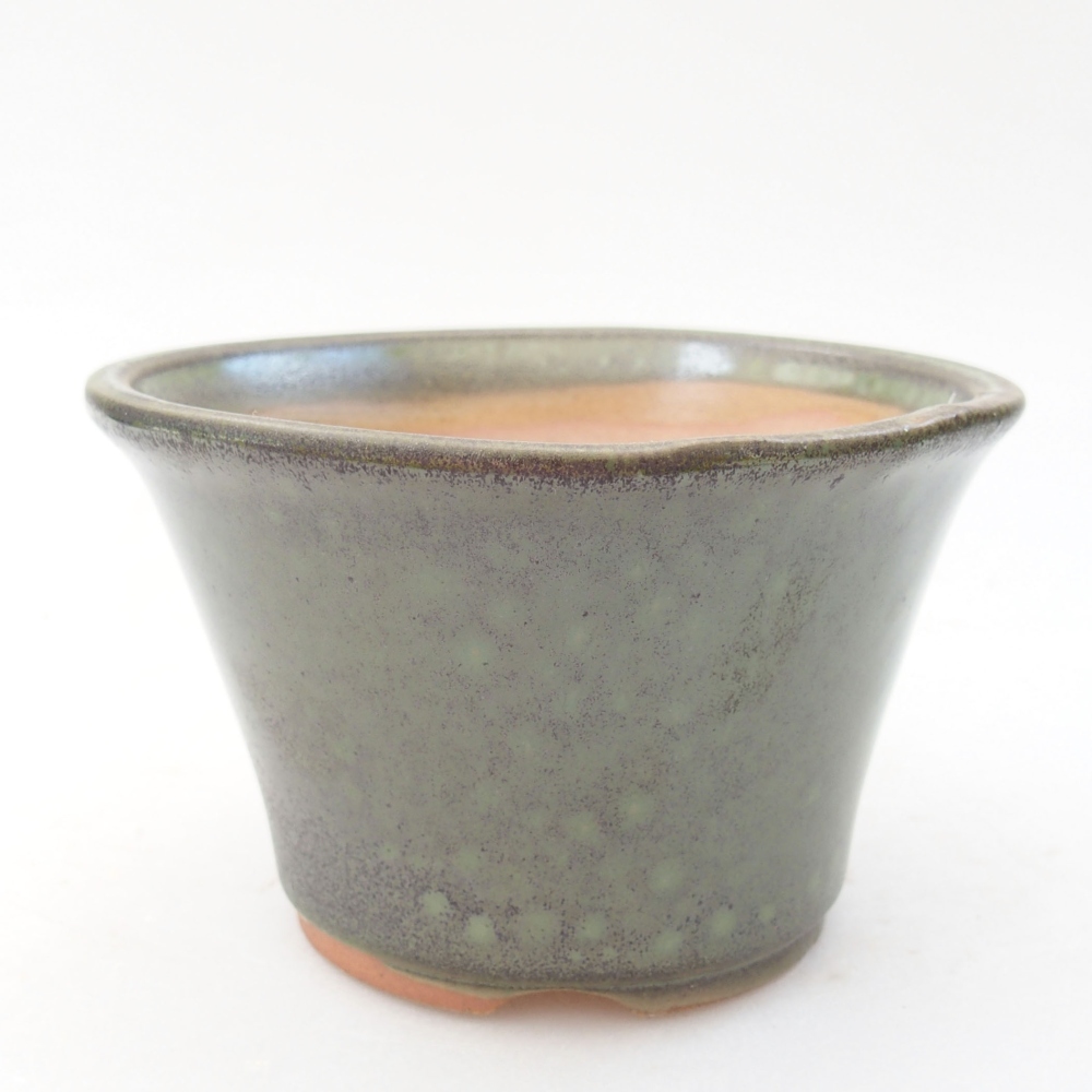 Ceramiczna miska bonsai 11 x 11 x 7 cm, kolor zielony