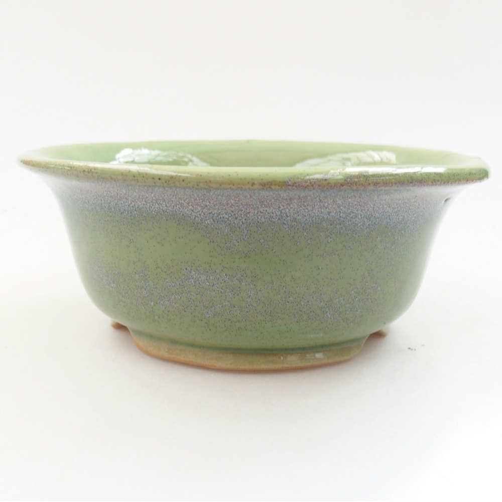 Ceramiczna miska bonsai 12,5 x 12,5 x 5 cm, kolor zielony