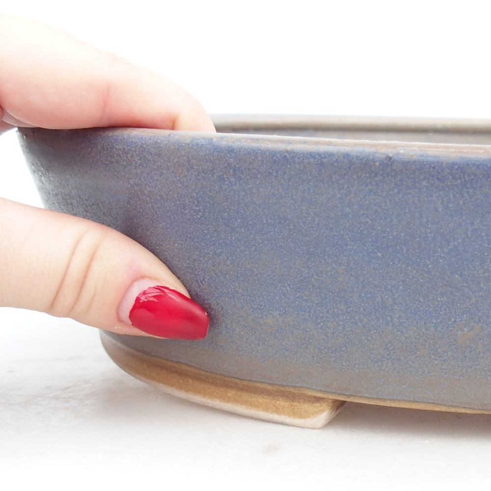 Ceramiczna miska do bonsai 28,5 x 25 x 6 cm, kolor niebieski