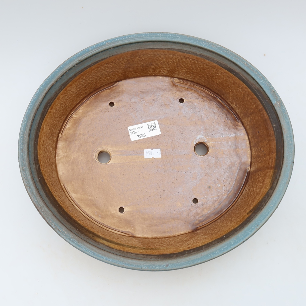 Ceramiczna miska do bonsai 26,5 x 24 x 5,5 cm, kolor niebieski
