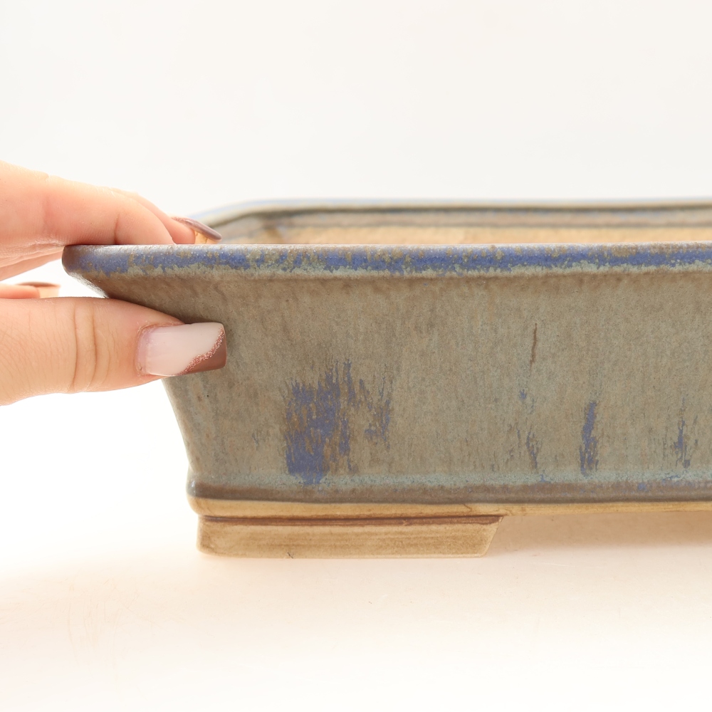 Ceramiczna miska do bonsai 29,5 x 24,5 x 8 cm, kolor niebieski
