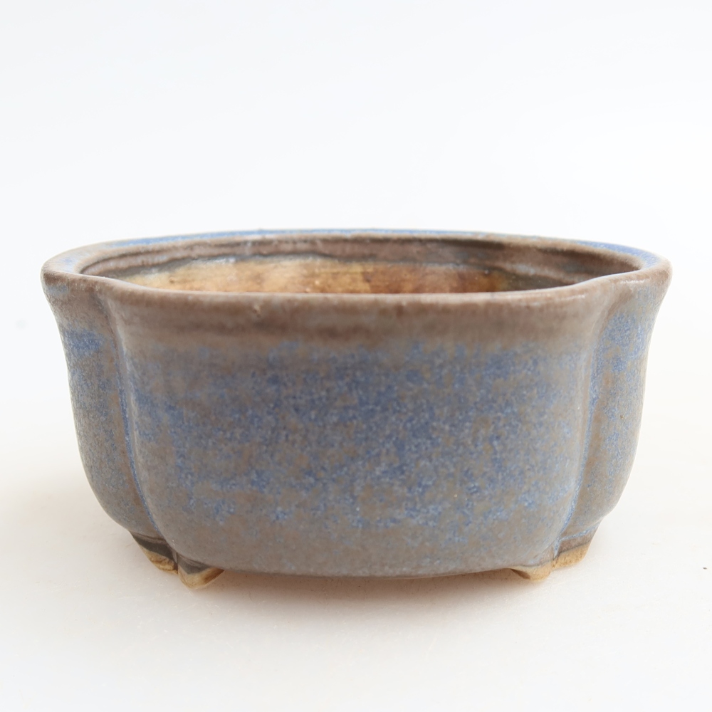 Ceramiczna miseczka do bonsai 8 x 7,5 x 3,5 cm, kolor niebieski