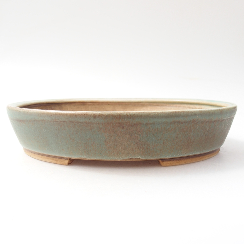 Ceramiczna miska do bonsai  22,5 x 20 x 4  cm, kolor zielony