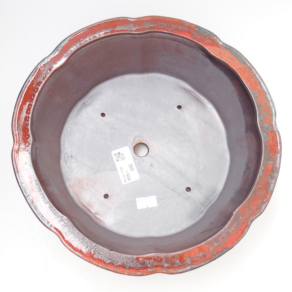 Ceramiczna miska do bonsai 26,5 x 26,5 x 8 cm, kolor czerwony