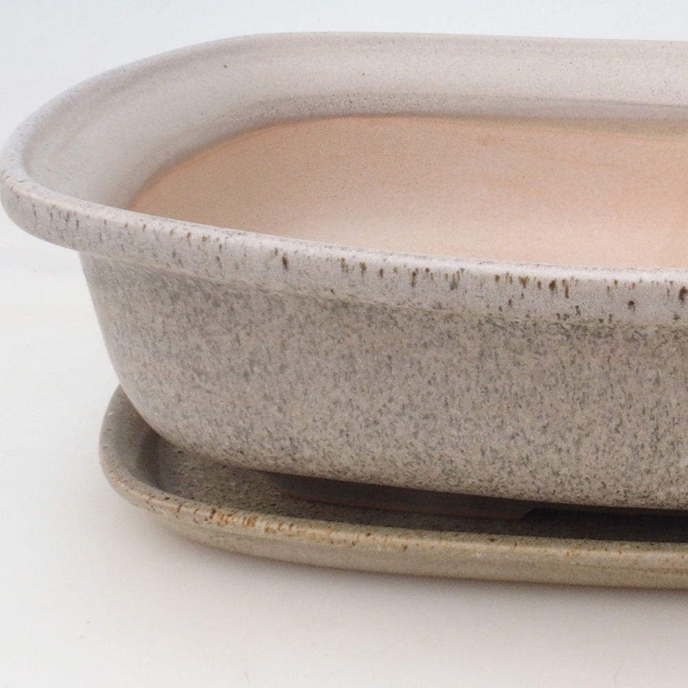 Miska do bonsai + podstawka H10 - 37 x 28 x 9 cm. - beżowa