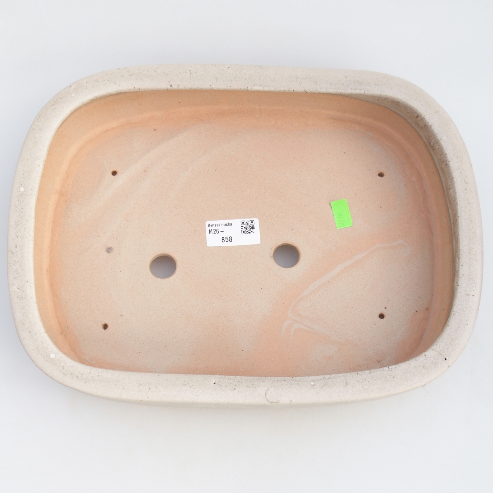Ceramiczna miska do bonsai 31,5 x 24 x 6 cm, kolor beżowy
