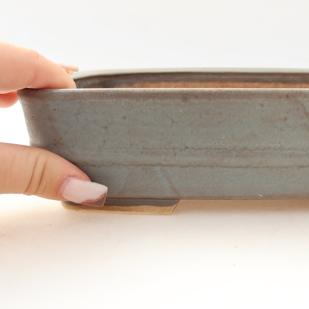 Ceramiczna miska do bonsai 22,5 x 18 x 6 cm, kolor niebieski
