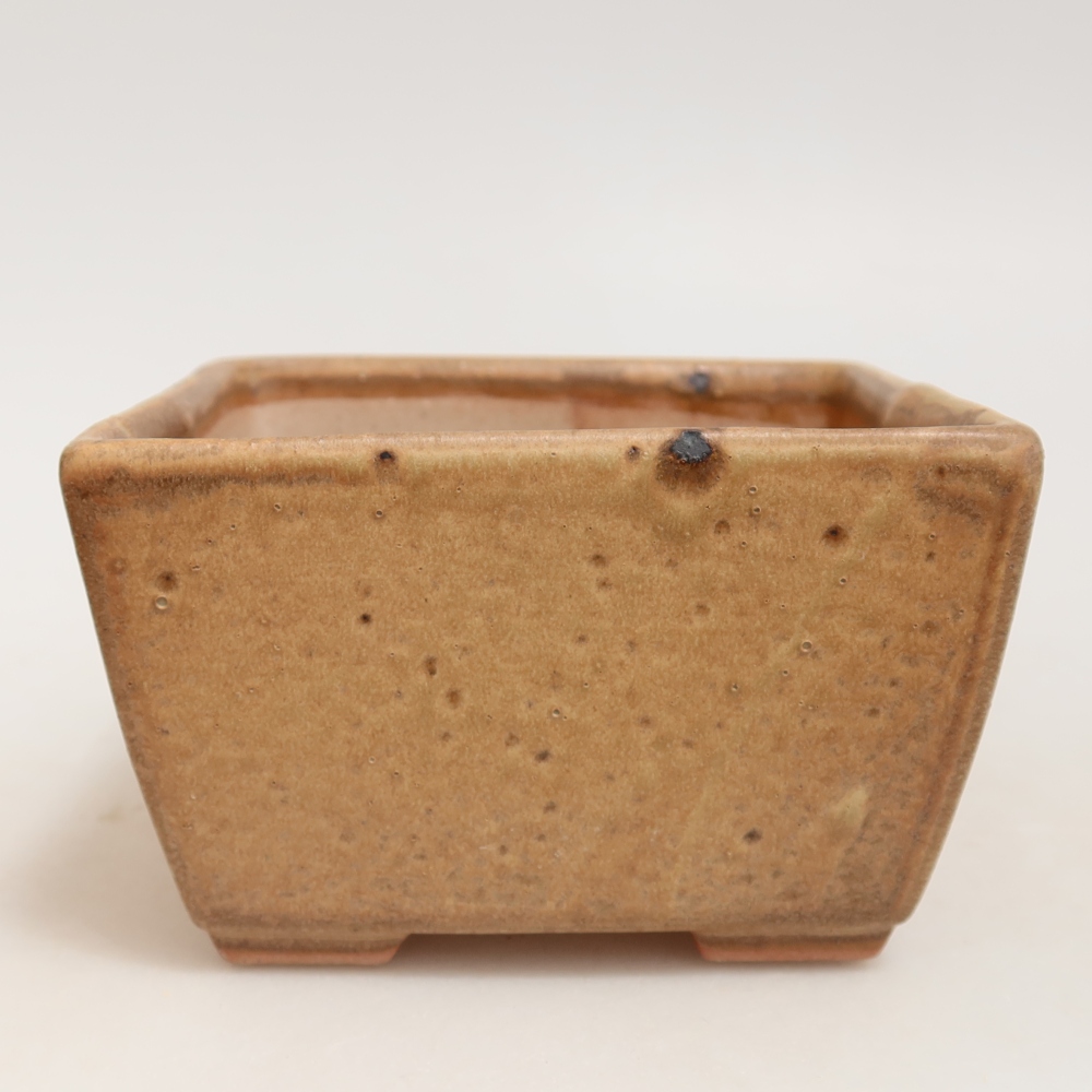 Ceramiczna miseczka do bonsai 10,5 x 10,5 x 6,5 cm, kolor beżowy