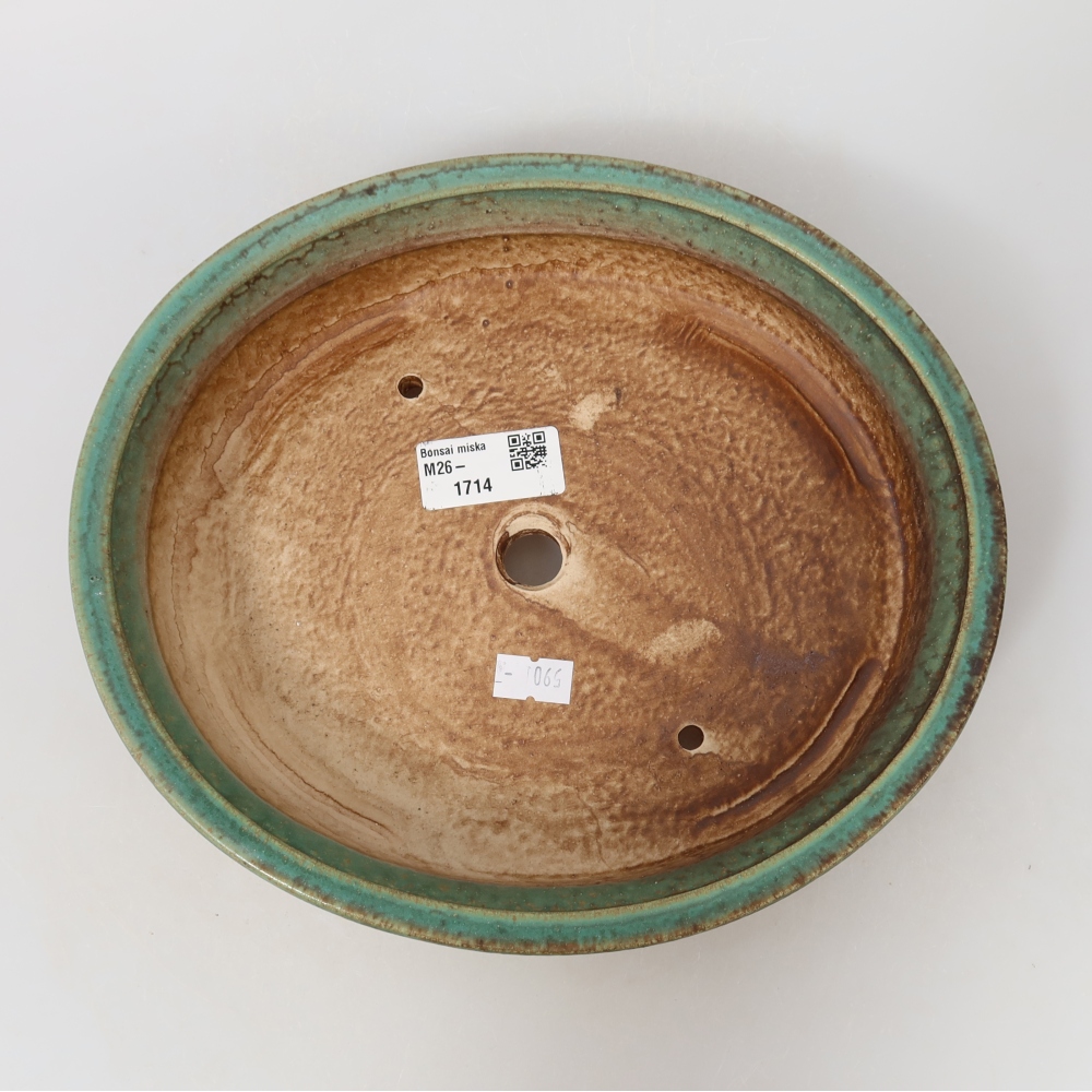 Ceramiczna miska na bonsai 24 x 21 x 5 cm, zielona