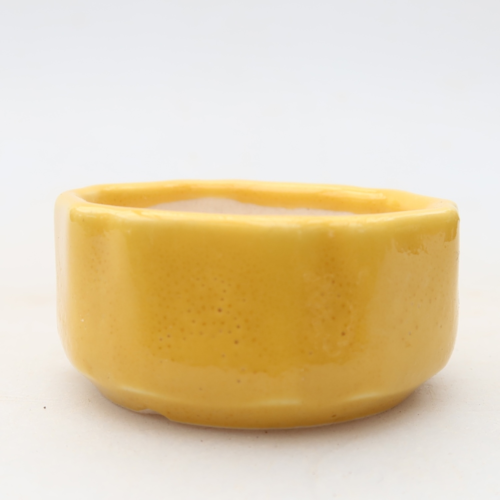 Ceramiczna miseczka do bonsai 5 x 5 x 2,5 cm, kolor żółty