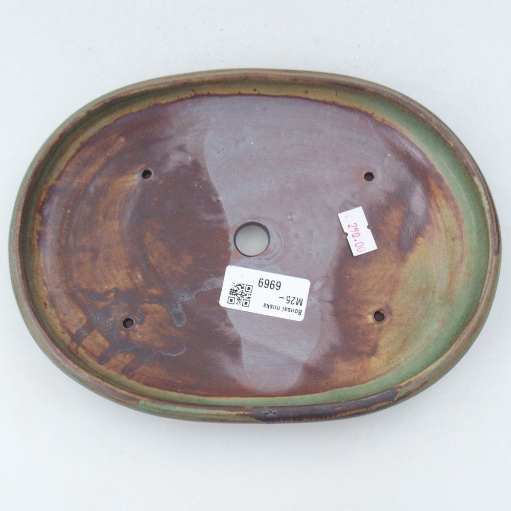 Ceramiczna miska do bonsai 22,5 x 16,5 x 3 cm, zielona