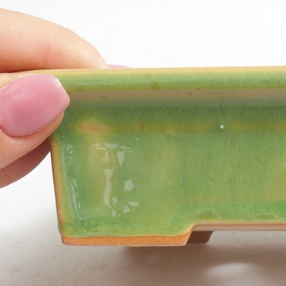 Ceramiczna miska bonsai 13 x 10 x 4 cm, kolor zielony