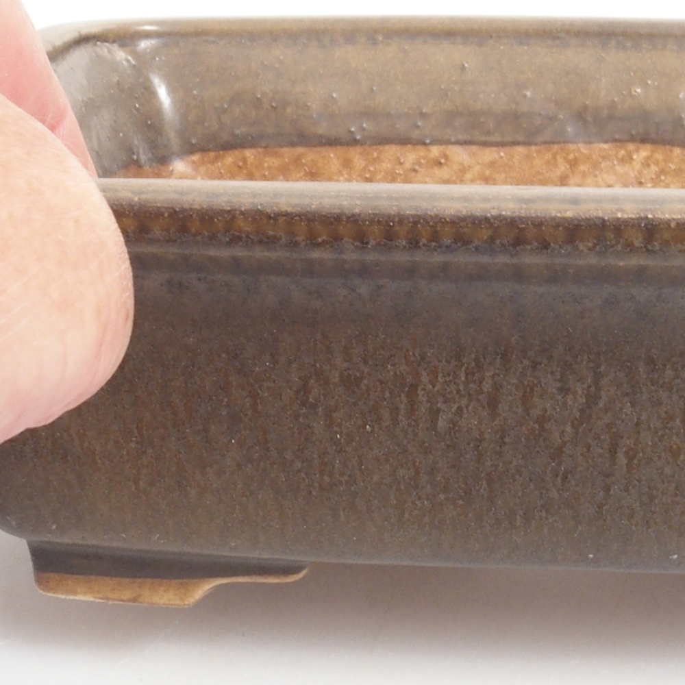Ceramiczna miska do bonsai 17,5 x 14 x 5 cm, kolor brązowy