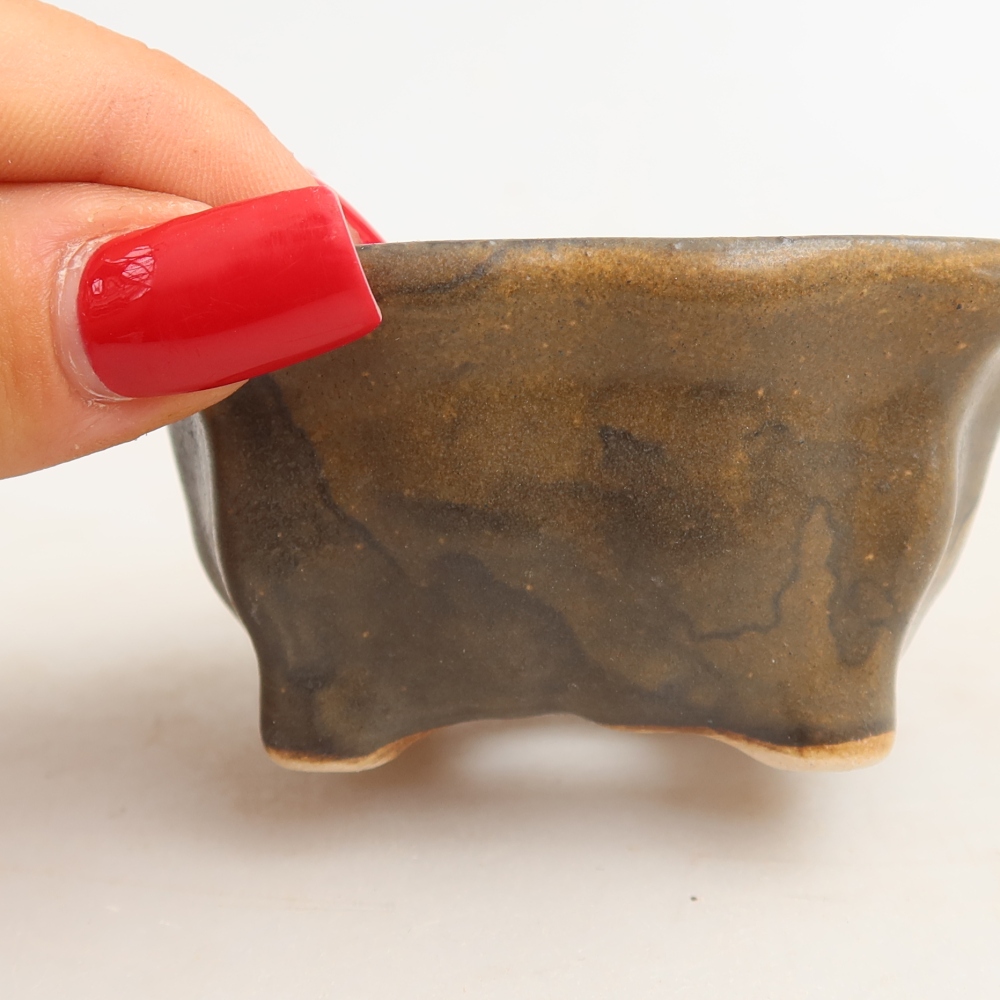 Ceramiczna miska do bonsai 7 x 7 x 3,5 cm, kolor brązowy