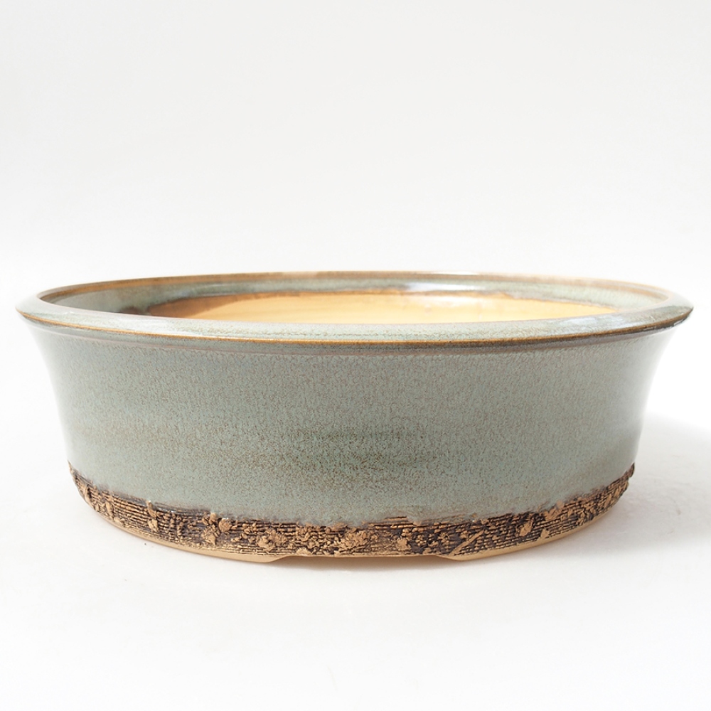 Ceramiczna miska bonsai 26,5 x 26,5 x 7,5 cm, kolor zielony