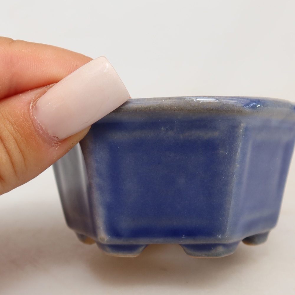 Ceramiczna miseczka do bonsai 7,5 x 7 x 4 cm, kolor niebieski