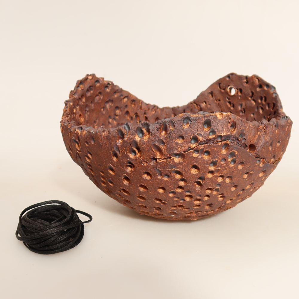Ceramiczna skorupa do kokedamy 14 x 13 x 9 cm, kolor brązowy