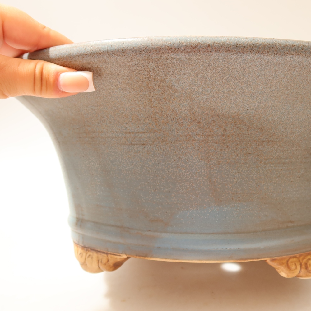 Ceramiczna miska do bonsai 32 x 32 x 14 cm, kolor niebieski