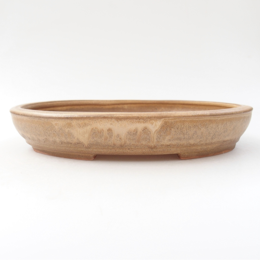 Ceramiczna miska bonsai 24,5 x 20 x 4 cm, kolor beżowy