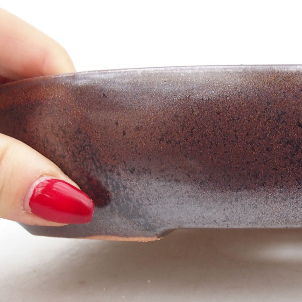 Ceramiczna miska na bonsai 22 x 17 x 4 cm, brązowa