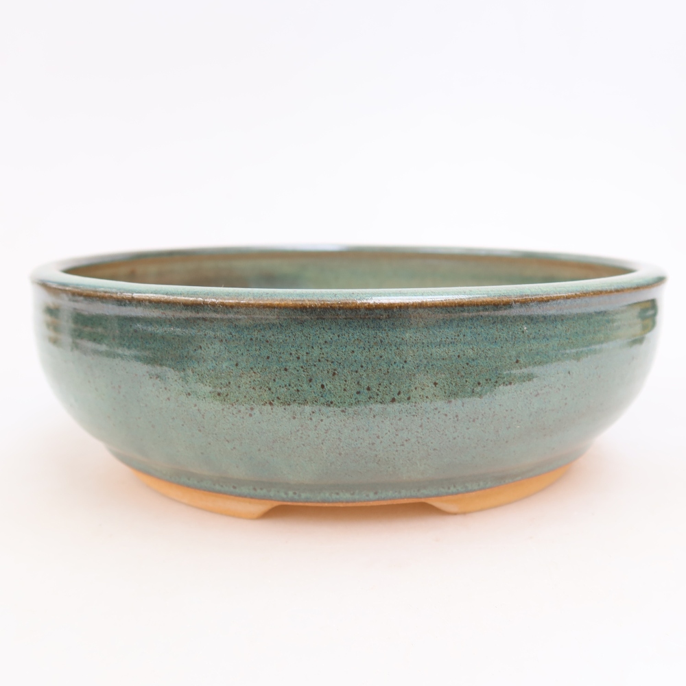 Ceramiczna miska do bonsai 21,5 x 21,5 x 7 cm, kolor zielony