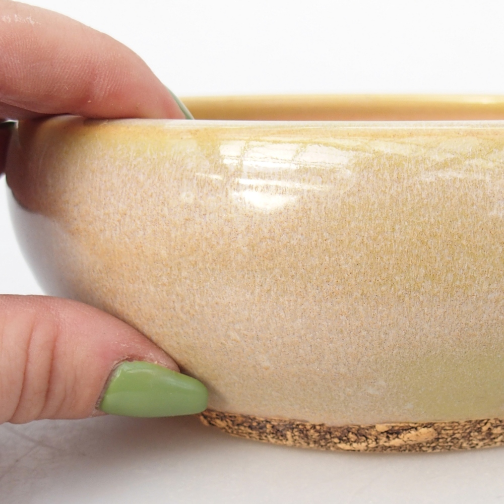 Ceramiczna miska do bonsai 15 x 15 x 5,5 cm, żółto-zielona