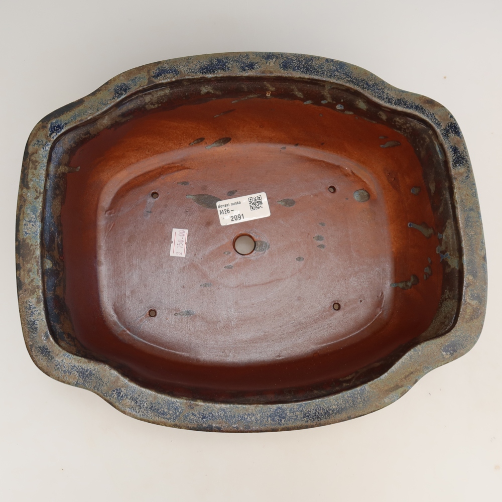 Ceramiczna miska do bonsai 30,5 x 25,5 x 10,5 cm, kolor brązowo-niebieski