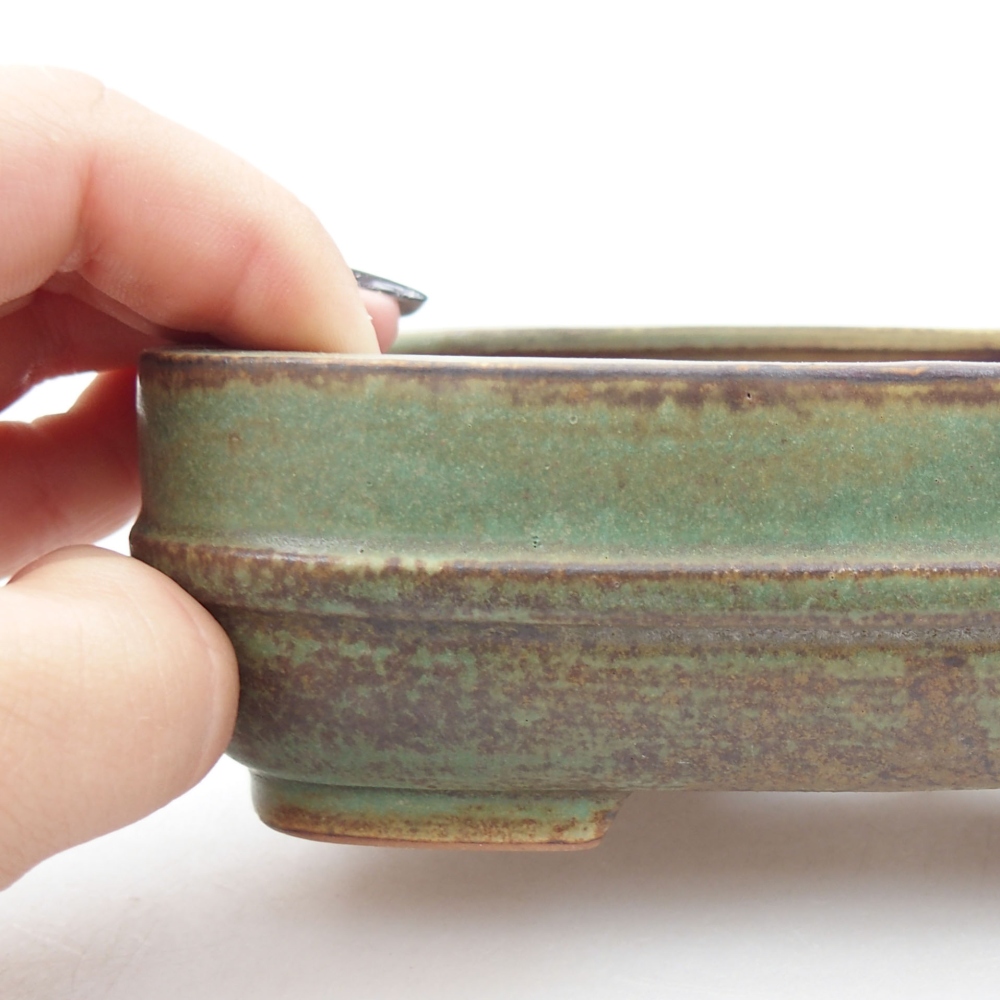 Ceramiczna miska bonsai 14 x 12 x 4,5 cm, kolor zielony