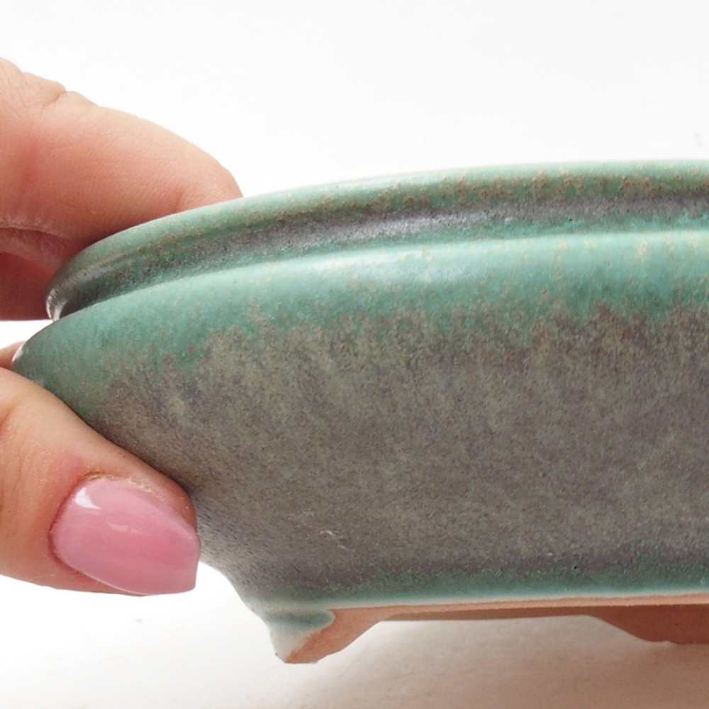 Ceramiczna miska bonsai 15,5 x 15,5 x 5 cm, kolor zielony