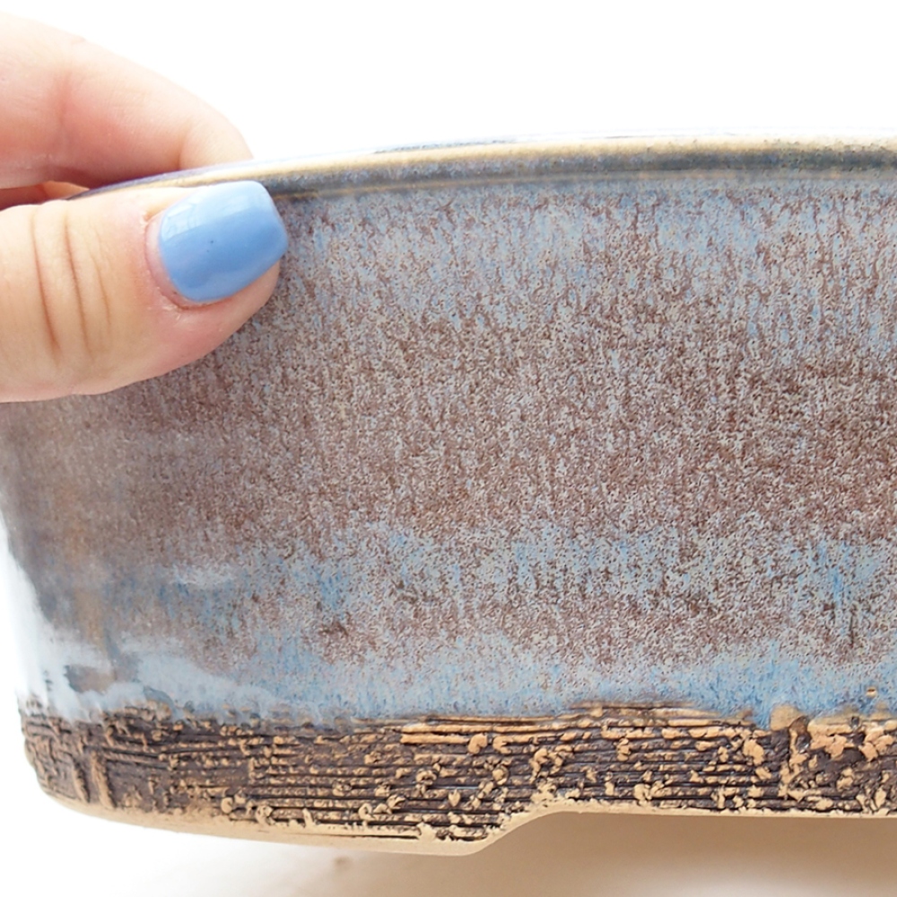 Ceramiczna miska bonsai 27 x 27 x 8 cm, kolor niebieski