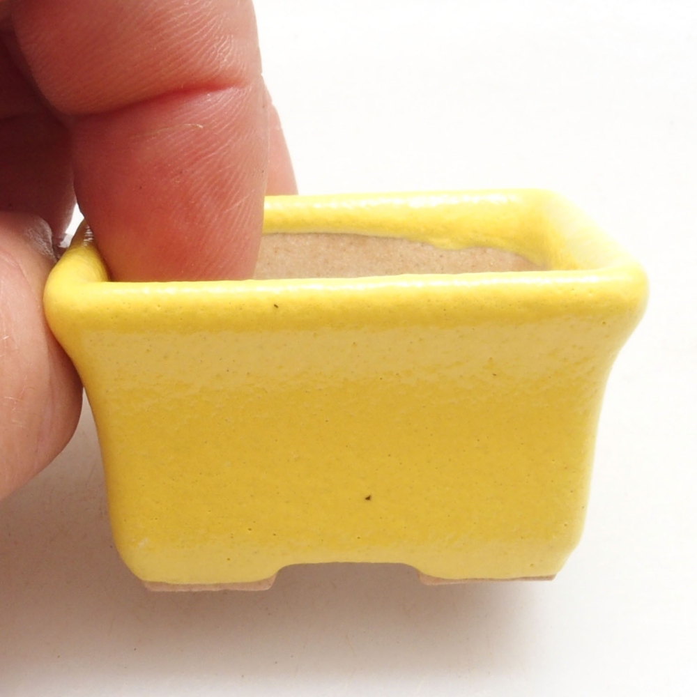 Ceramiczna miska bonsai 4 x 3,5 x 2,5 cm, żółta