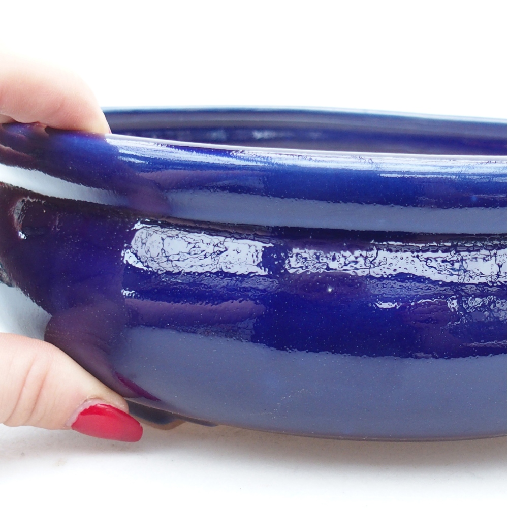 Ceramiczna miska na bonsai 24 x 24 x 8 cm, kolor niebieski