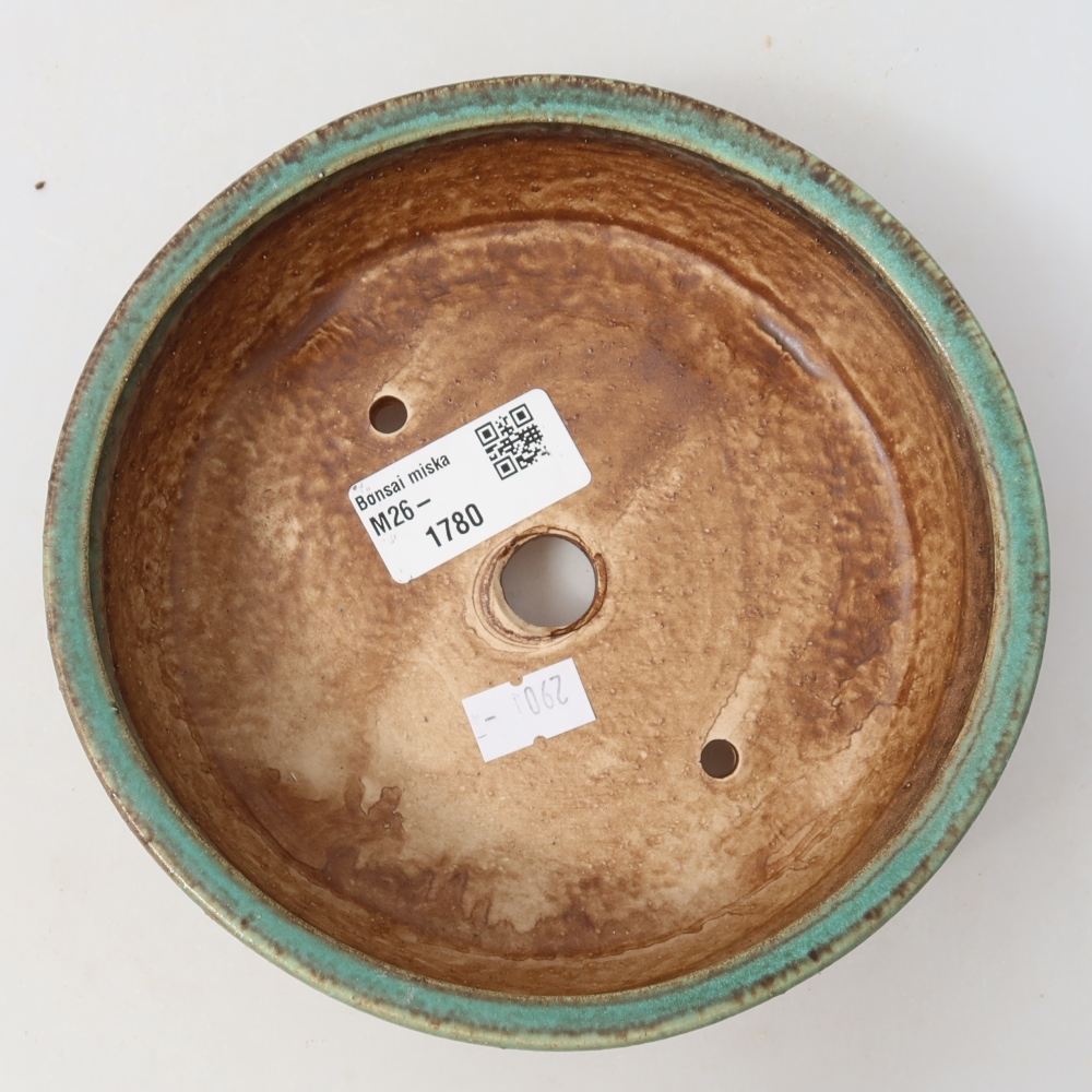 Ceramiczna miska do bonsai 15,5 x 15,5 x 5 cm, zielona