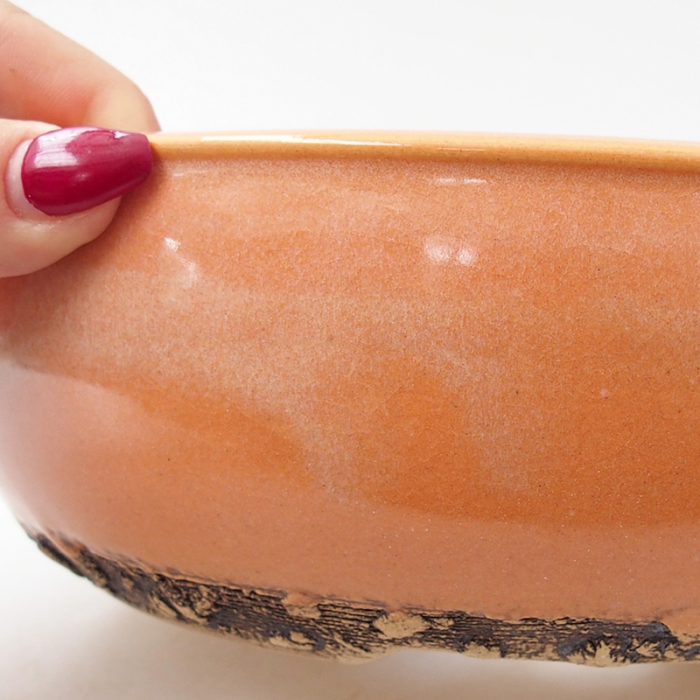 Ceramiczna miska bonsai 20,5 x 20,5 x 6 cm, kolor pomarańczowy