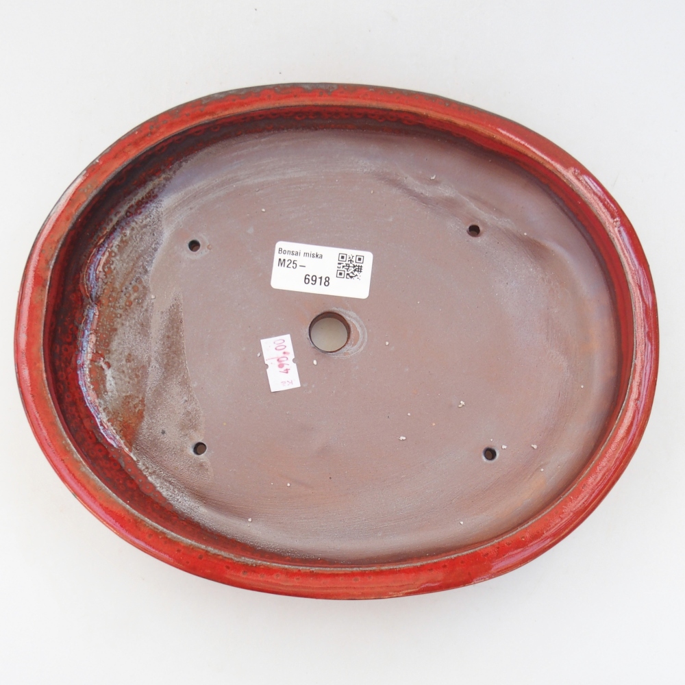 Ceramiczna miska do bonsai 24 x 19,5 x 4 cm, kolor czerwony